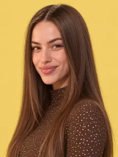 Personagem de IA na estética da trend: musa de glitter