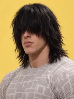 Personagem de IA na estética da trend: franja emo